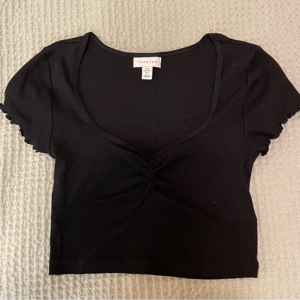 Nwot Topshop Black Cropped T-Shirt